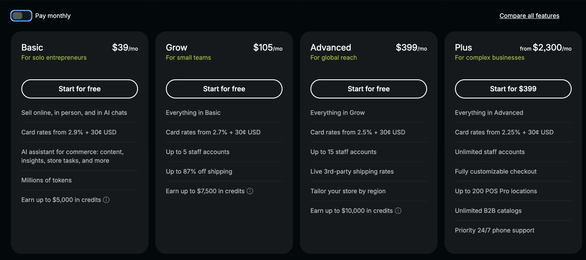 transaction fees pricing tiers