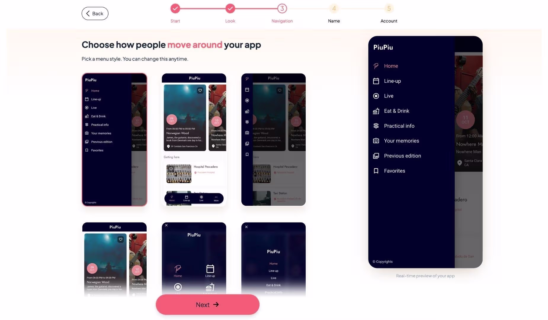 navigation menu style and template structure