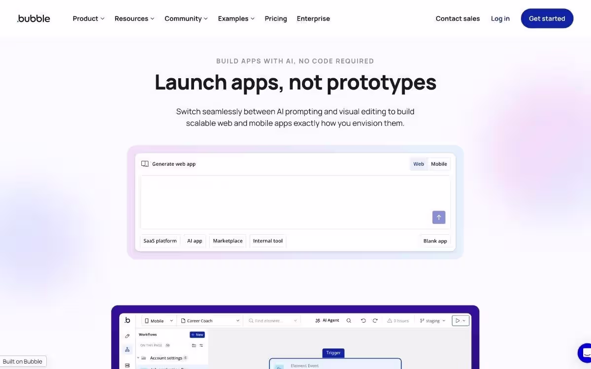 bubble landing page
