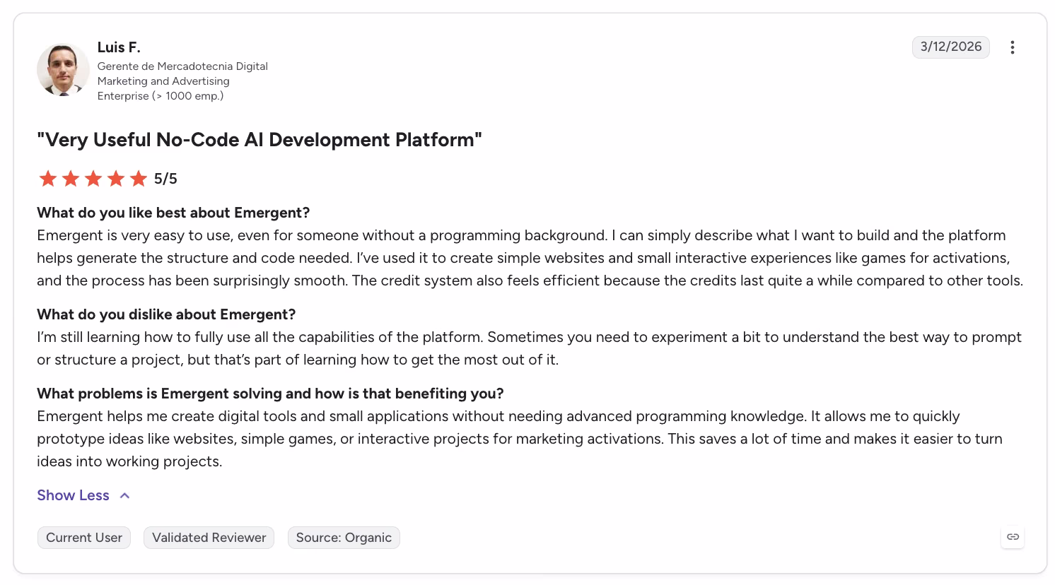 emergent review by luis