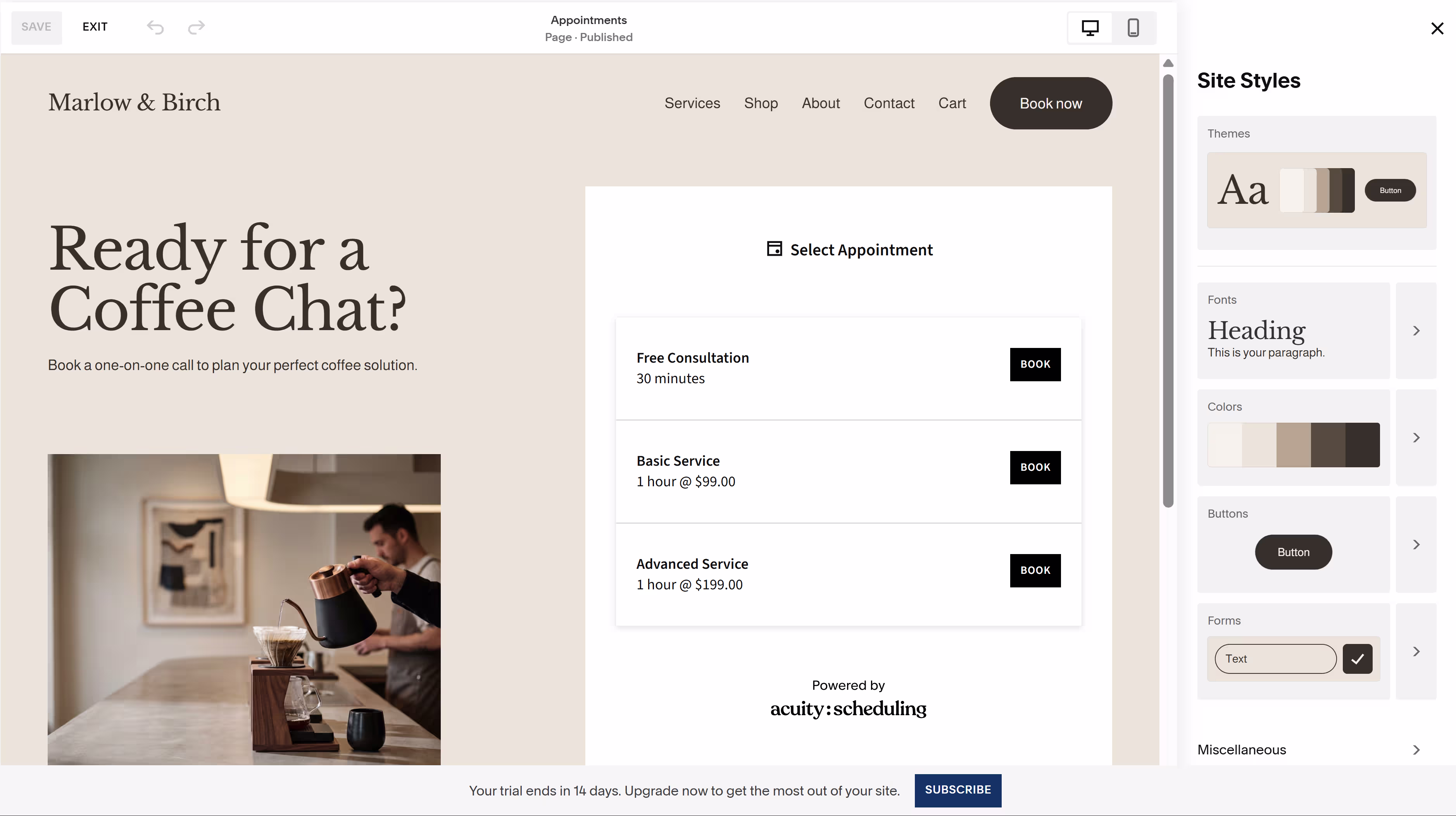 squarespace activity scheduling