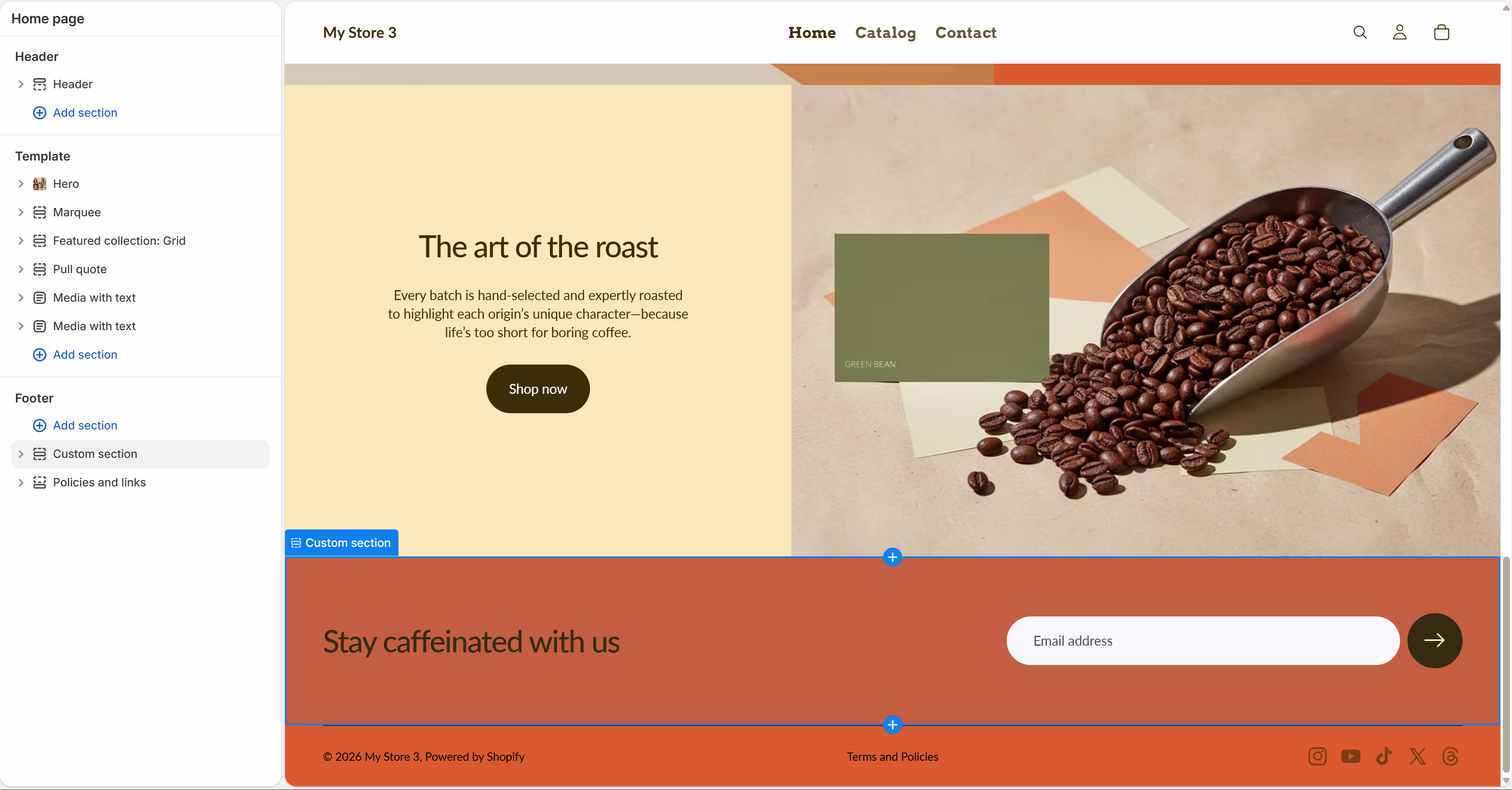 shopify build homepage