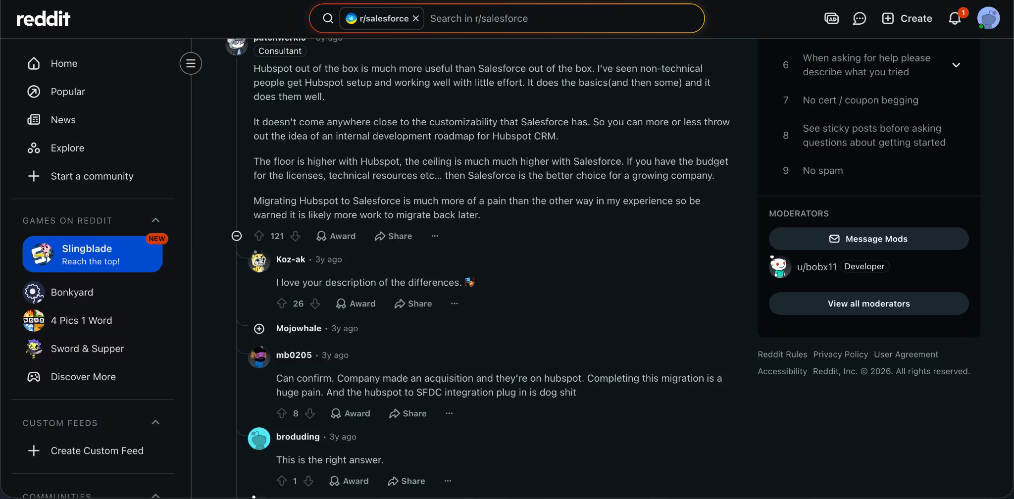where salesforce reddit review