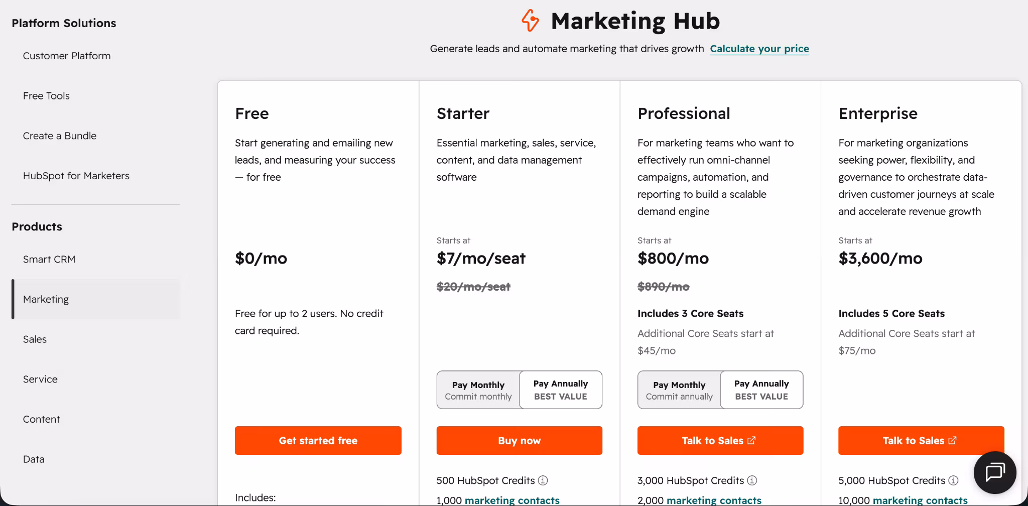 hubspot pricing