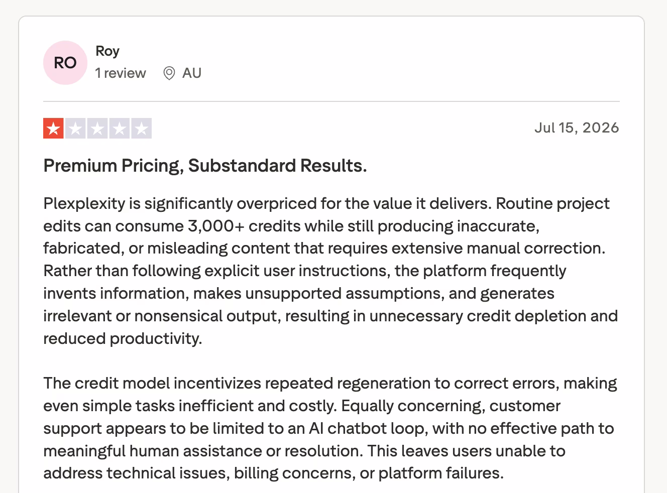 perplexity trustpilot review
