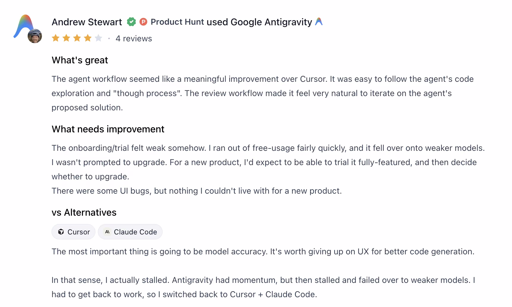 google antigravity product hunt review
