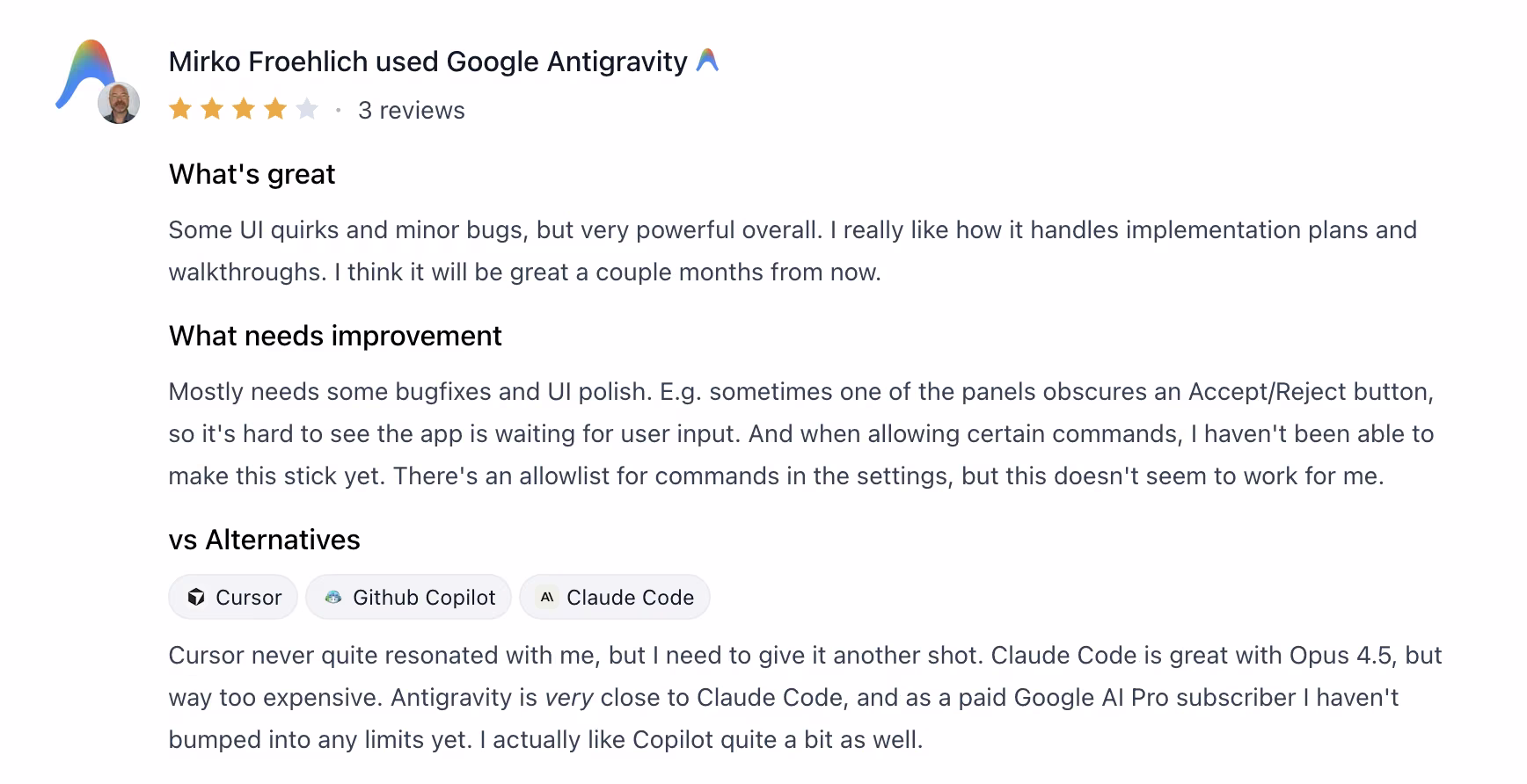 google antigravity product hunt review
