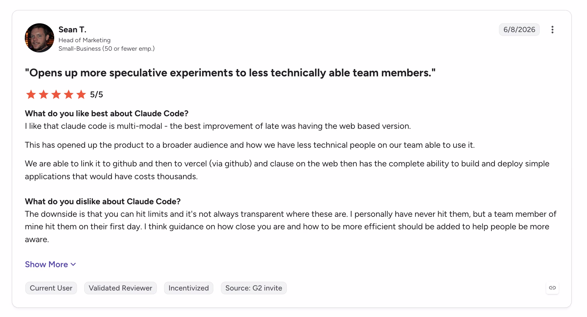 claude code g2 review