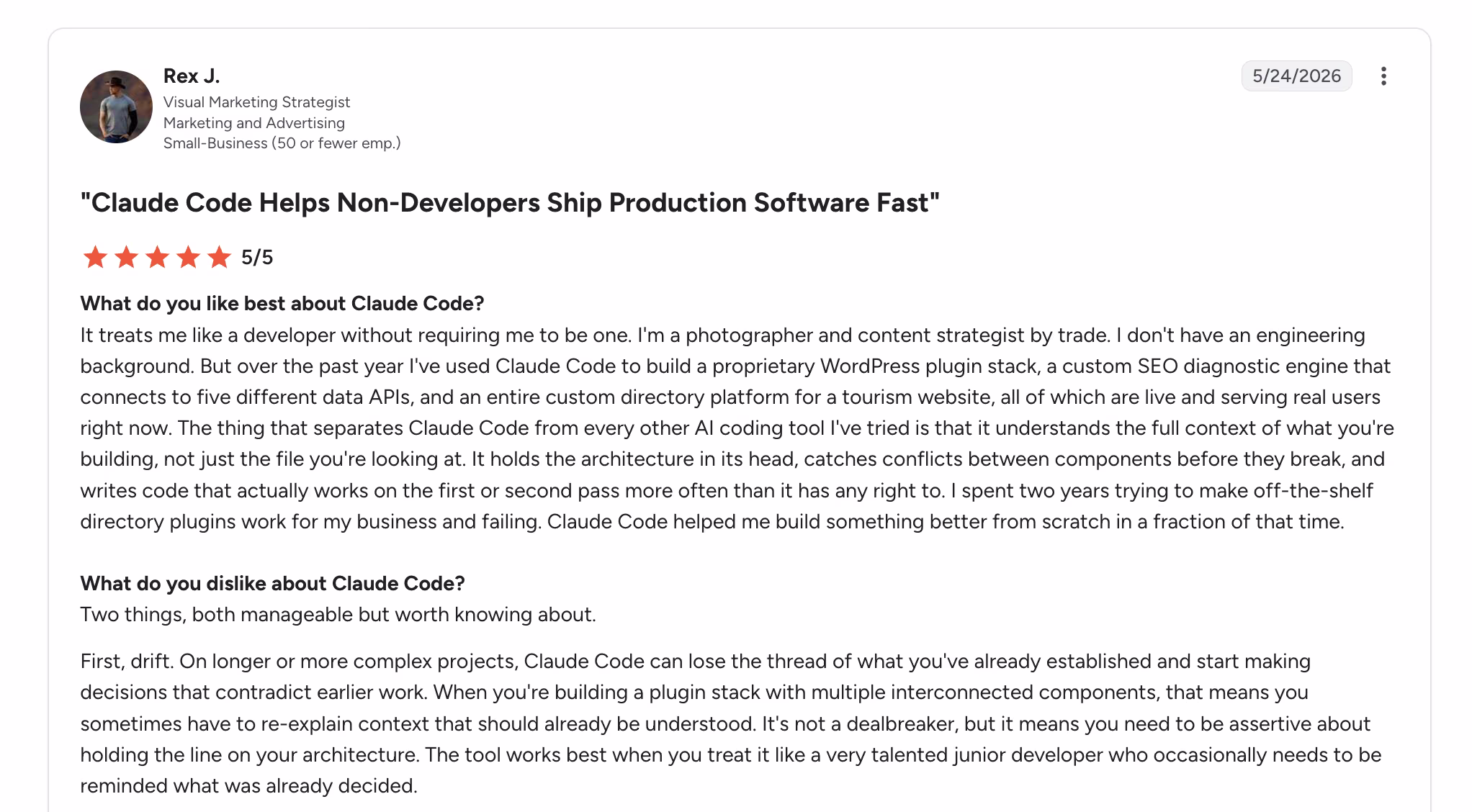 claude code g2 review