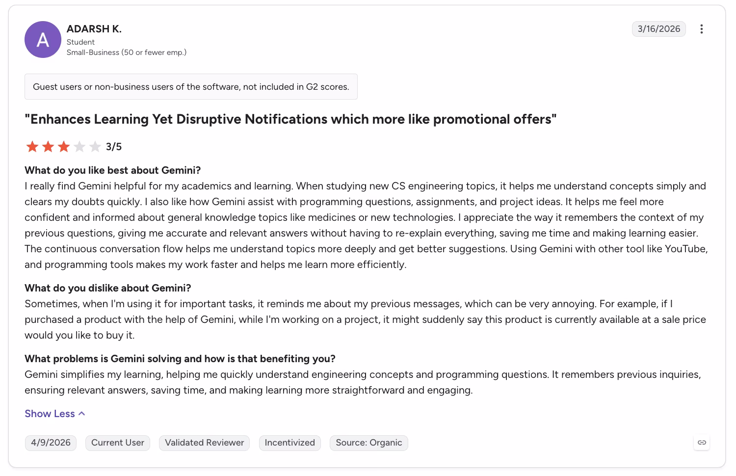 gemini review by adarsh