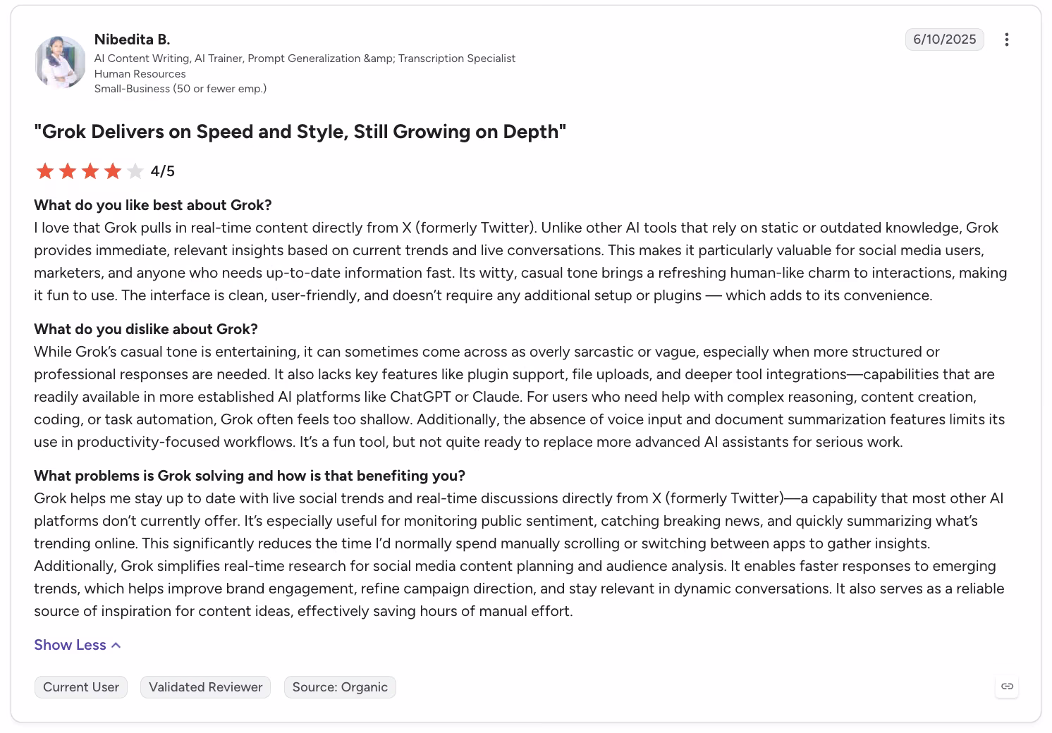 grok review by nibedita