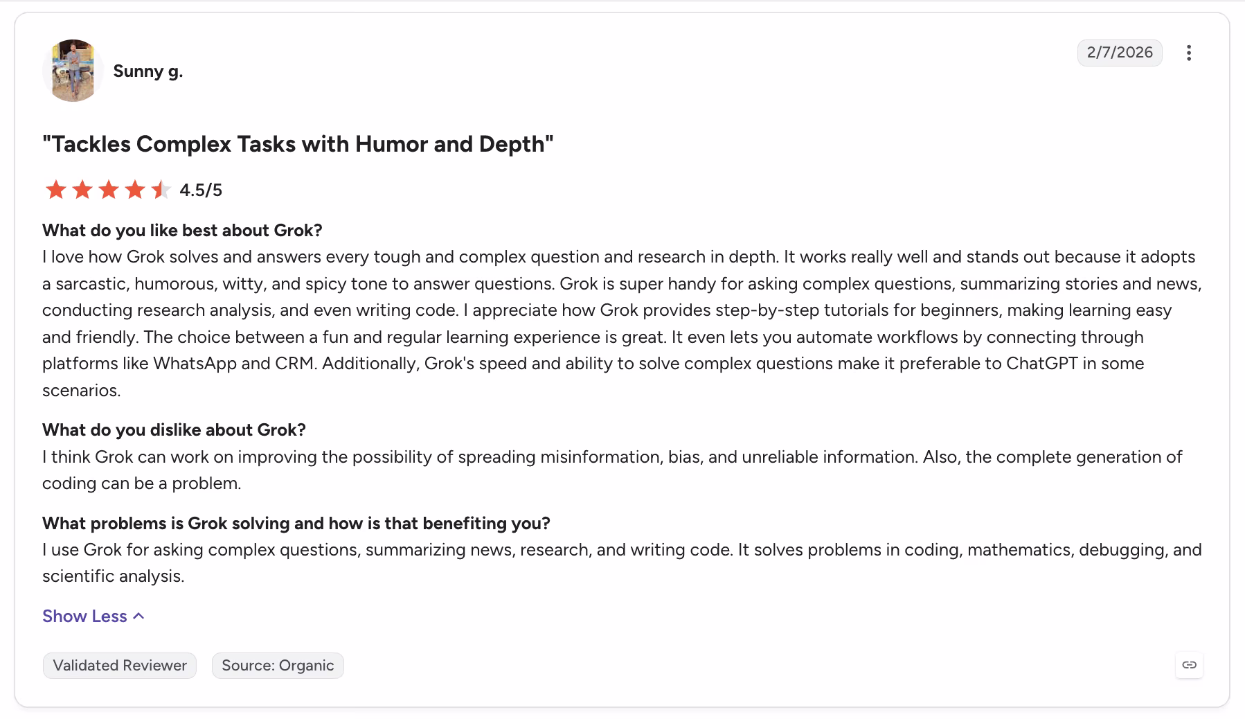 grok review by sunny