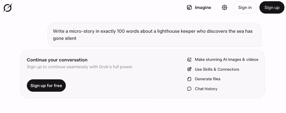 grok showed prompt back in chat window