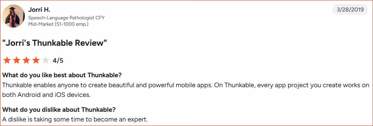 thunkable reviews g2 review