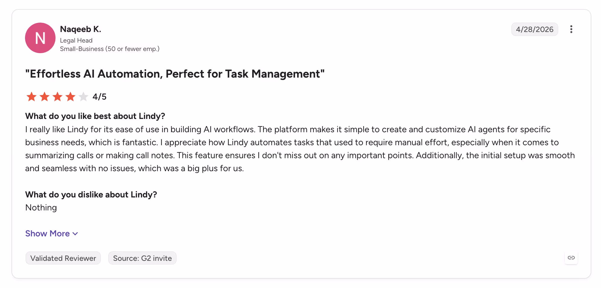lindy review by naqeeb