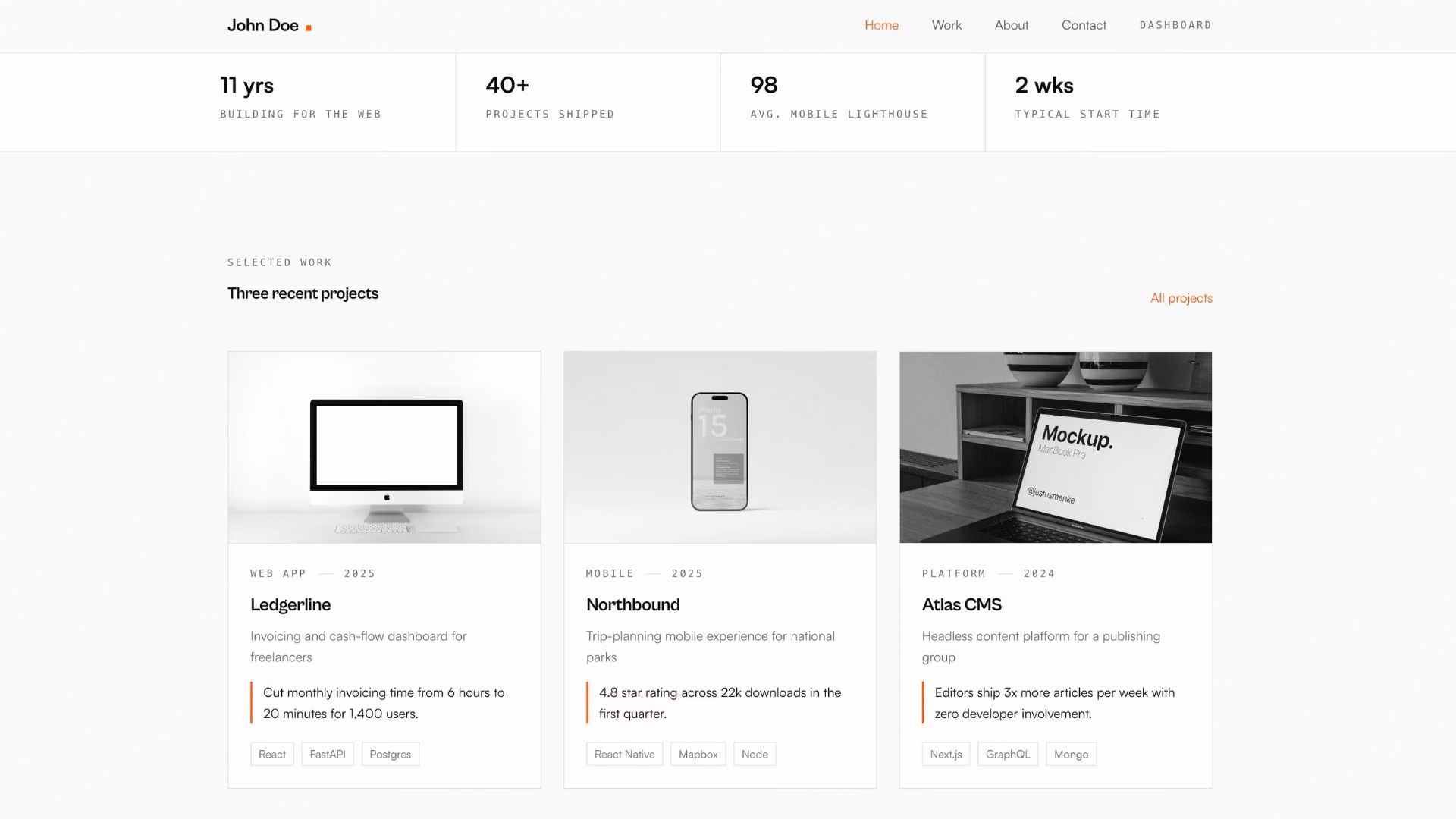 emergent portfolio home page build