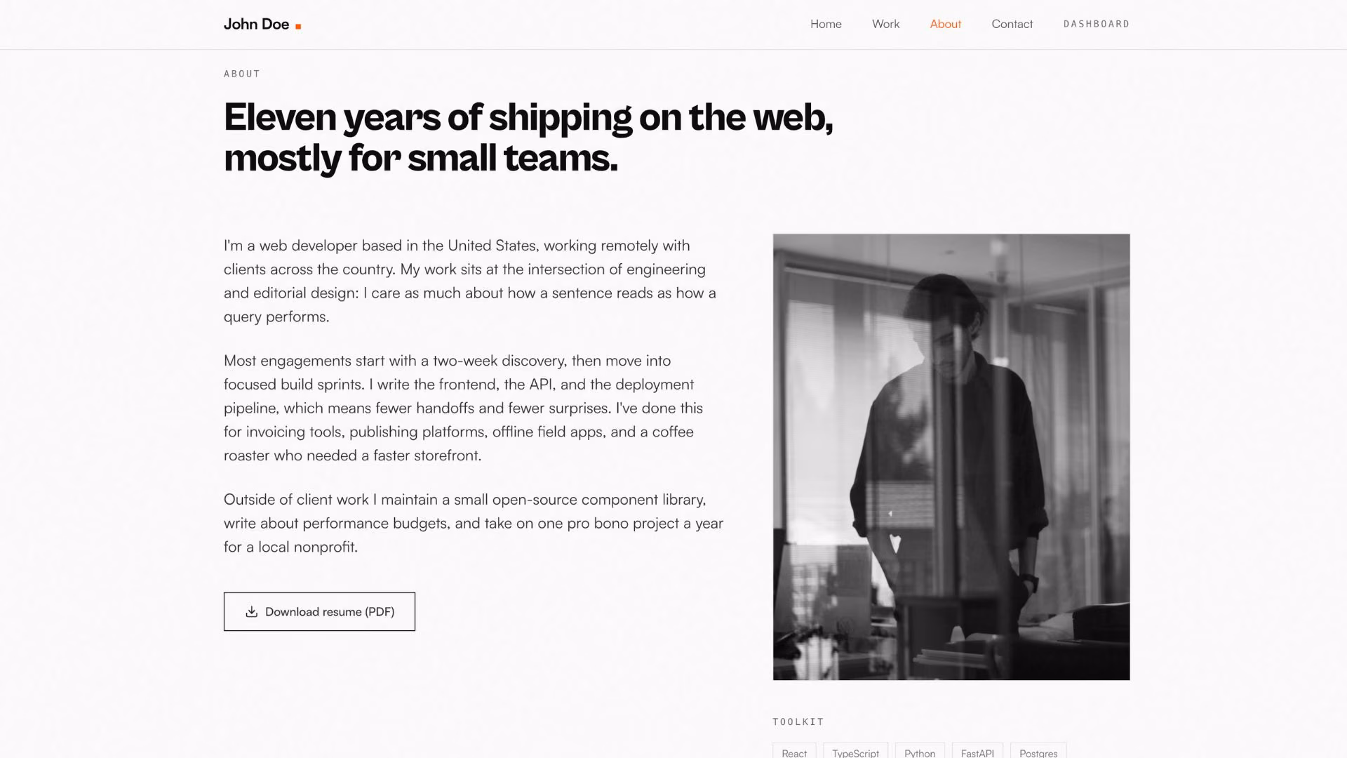 emergent portfolio about page