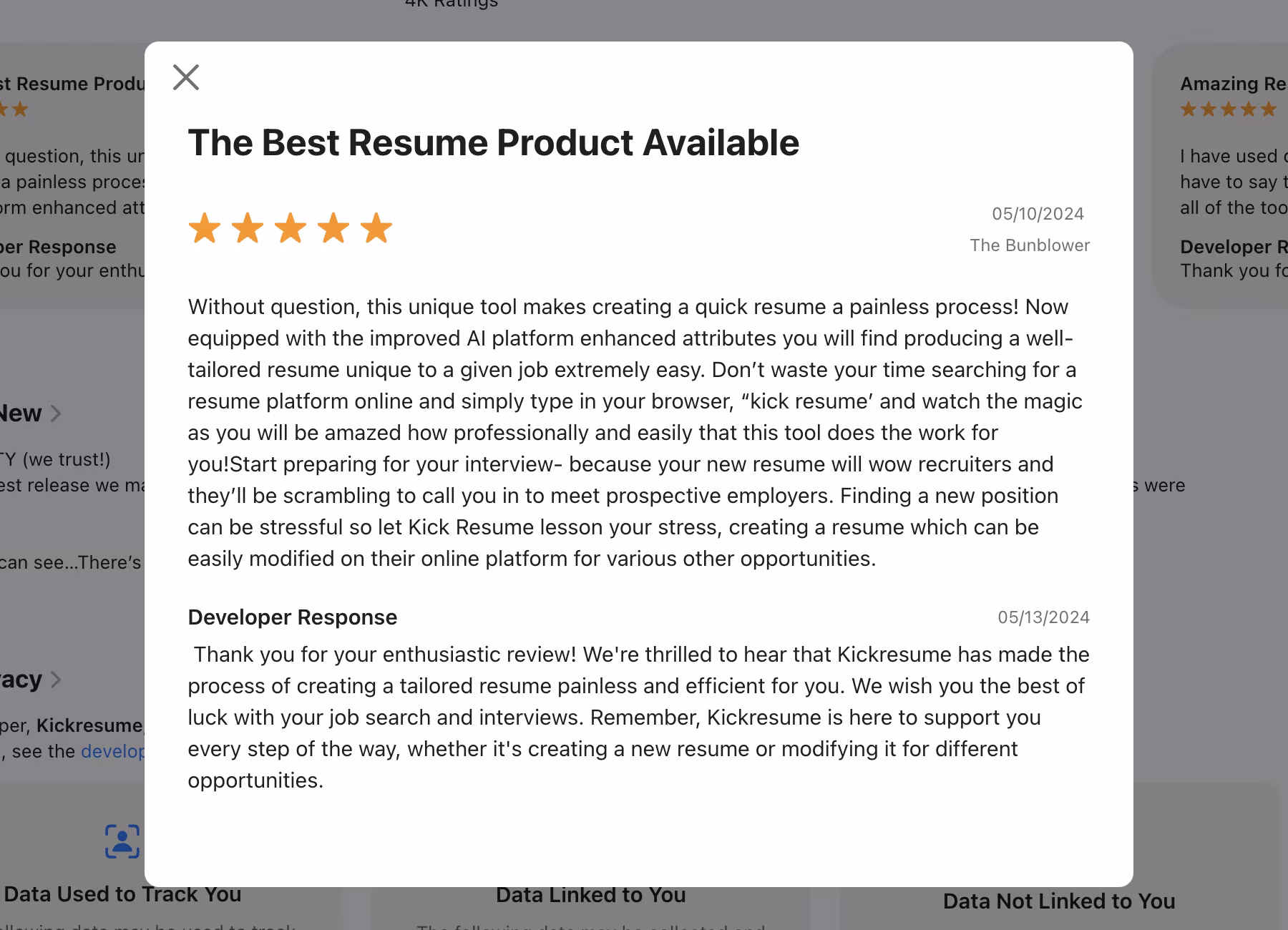 kickresume app store review