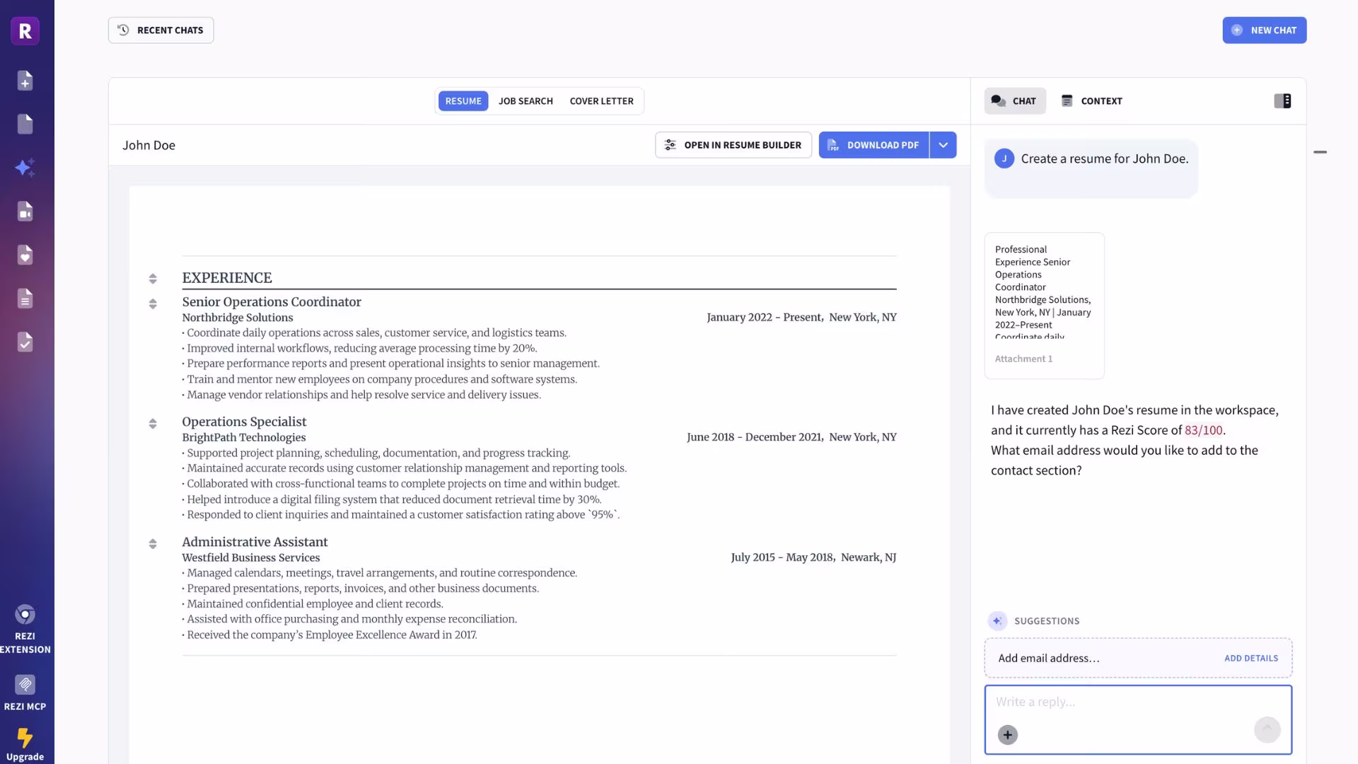 rezi best for keyword targeting and resume scoring