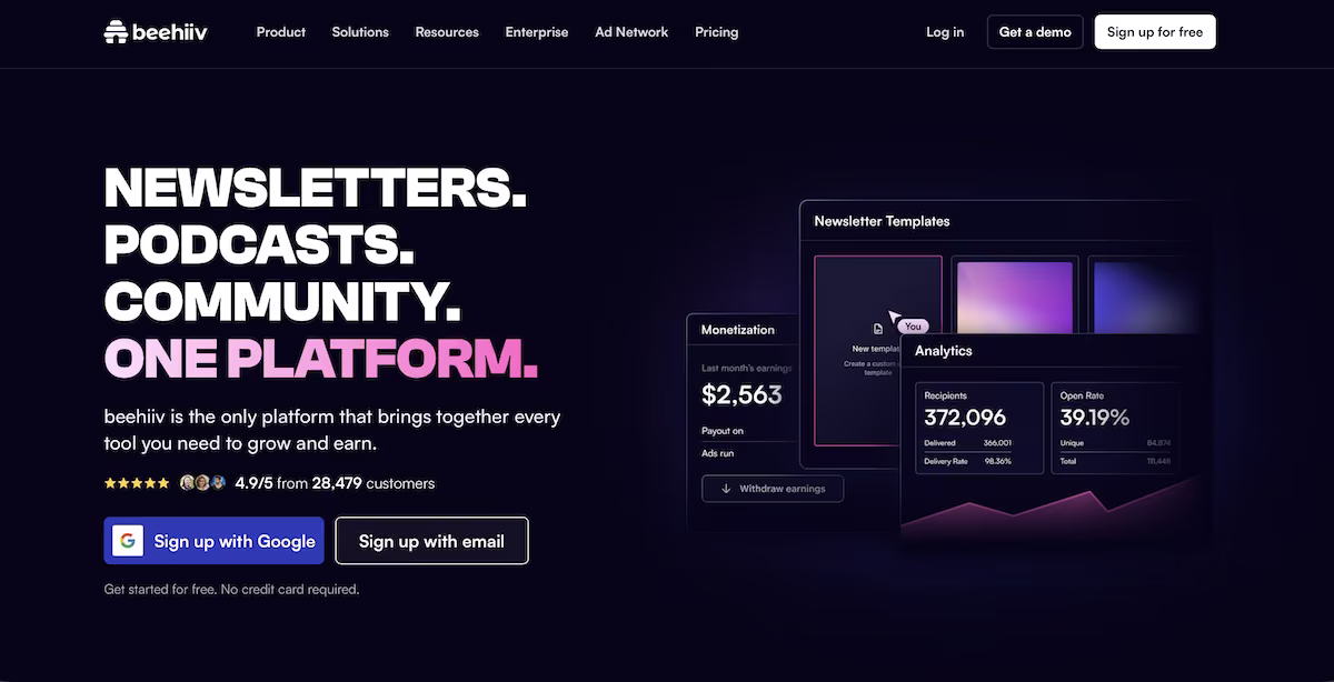 beehiiv best for getting a newsletter written