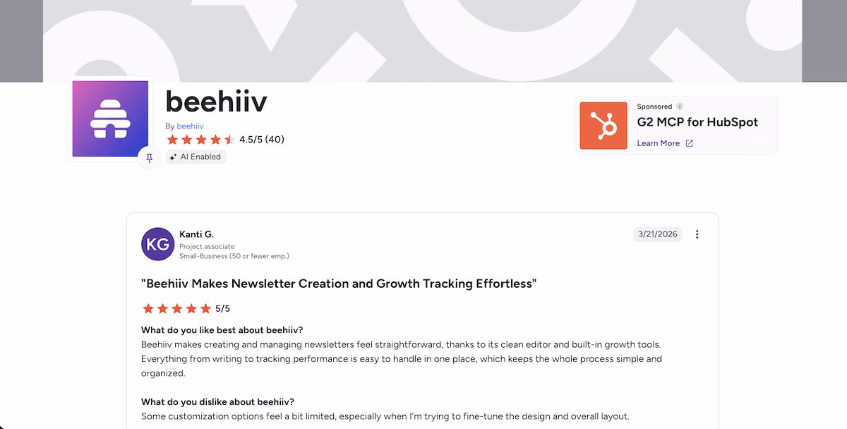 beehiiv g2 review
