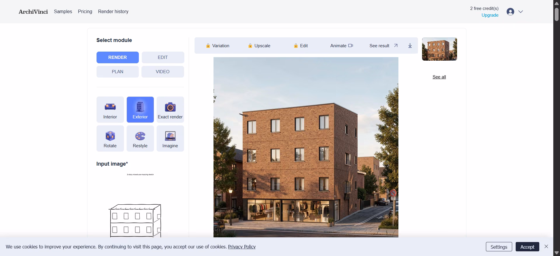 archivinci exterior render result