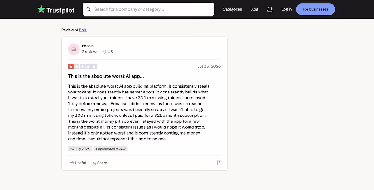 bolt trustpilot review