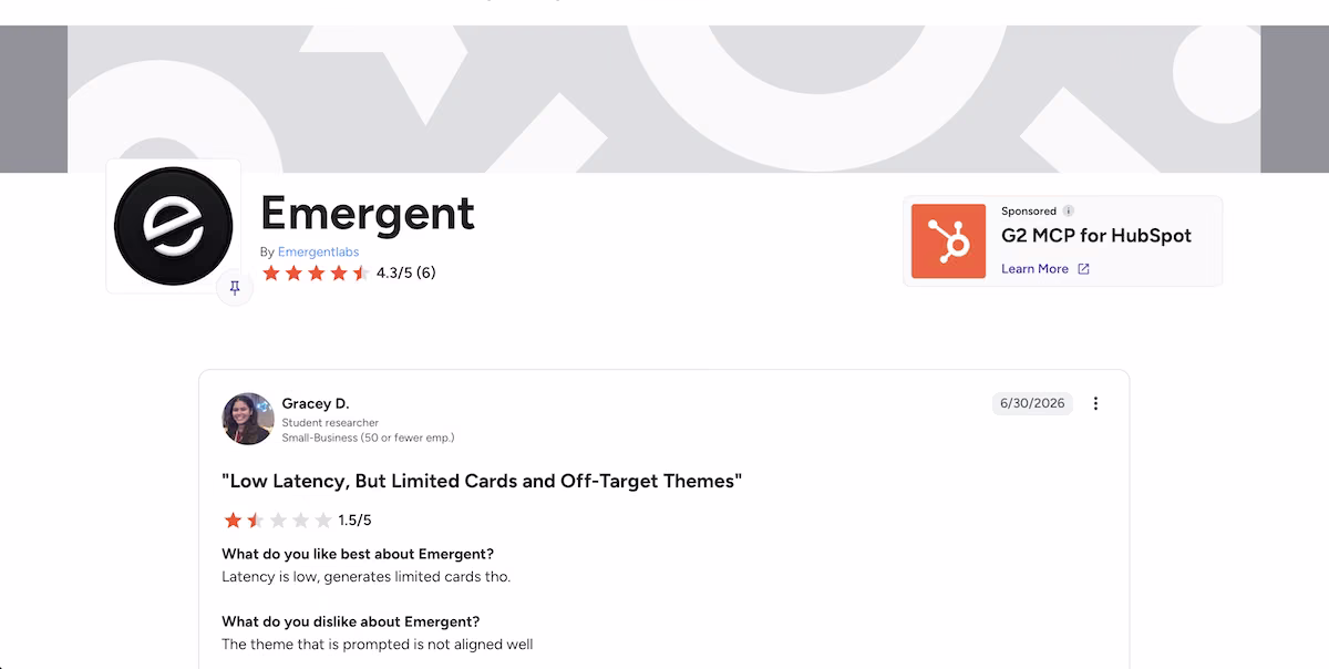 emergent g2 review