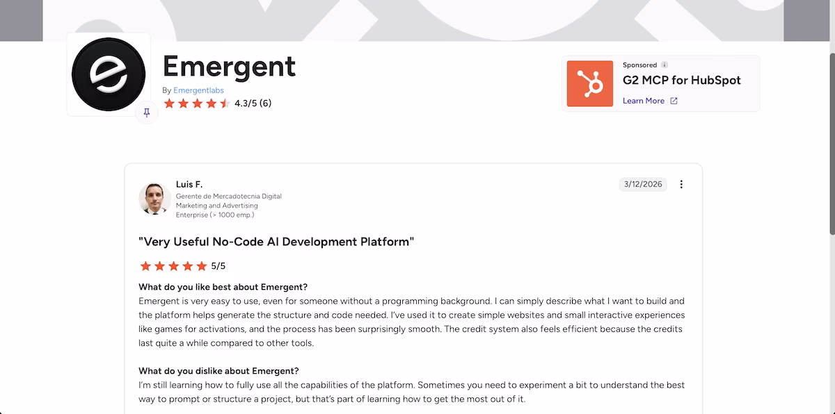 emergent g2 review