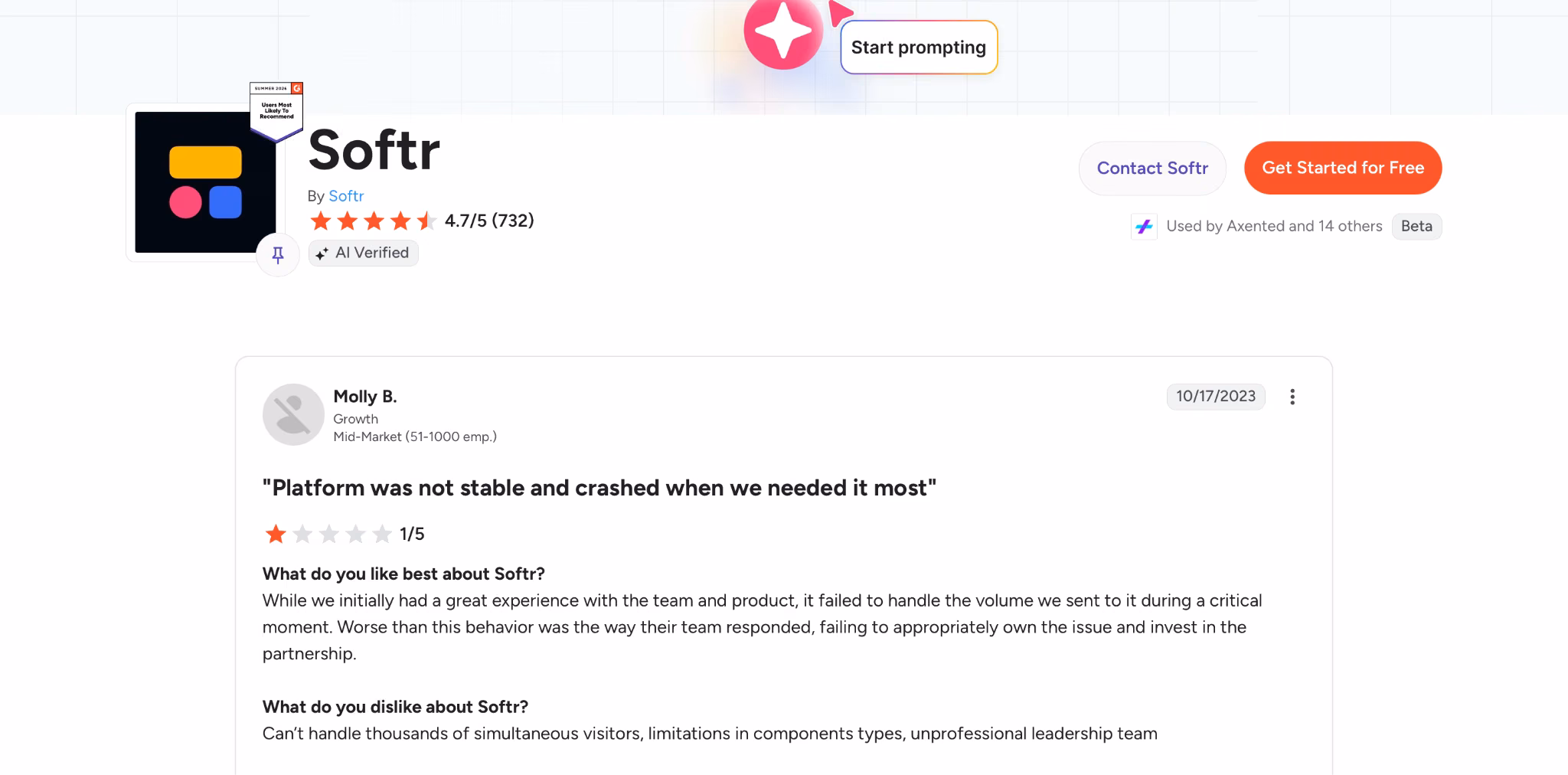 softr trustpilot review