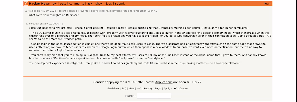 budibase reddit review