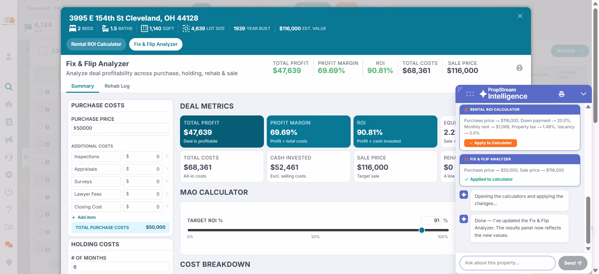 propstream fix flip analyzer