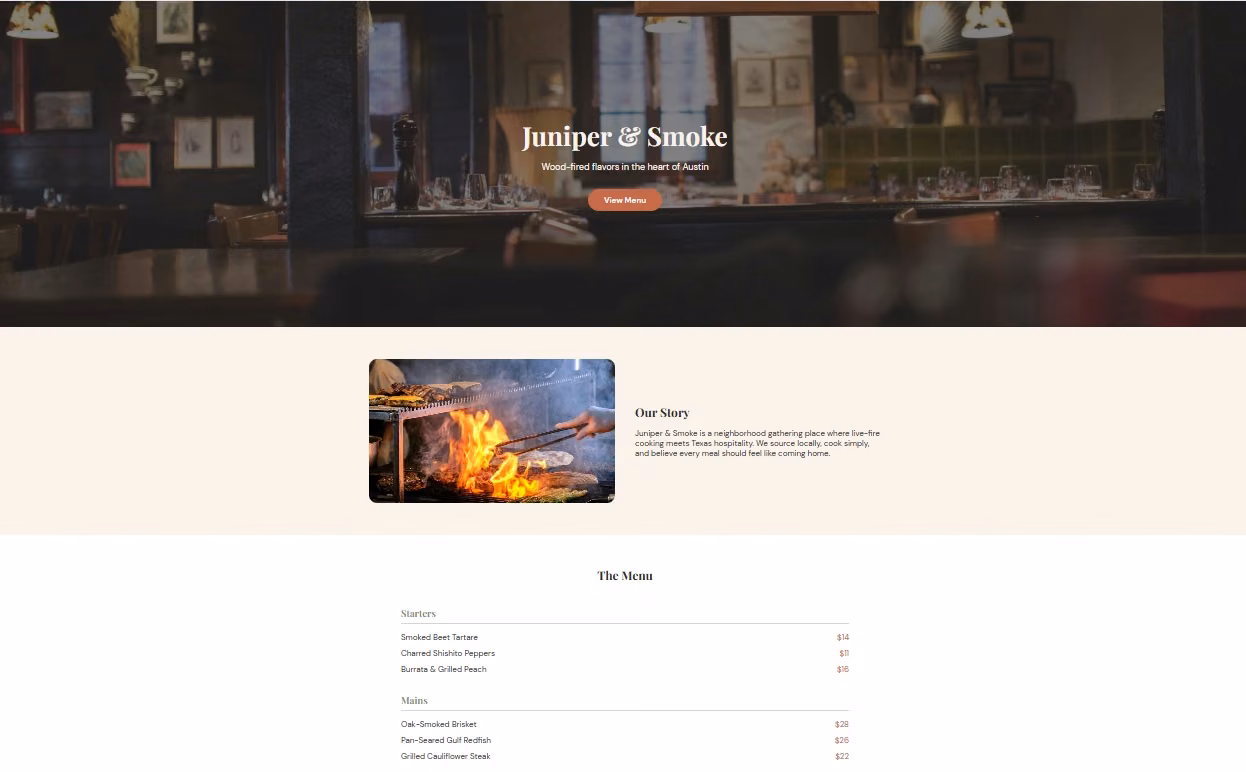 canva best for creating a basic restaurant site fast