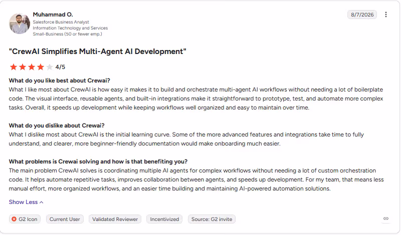 crewai review by muhammad