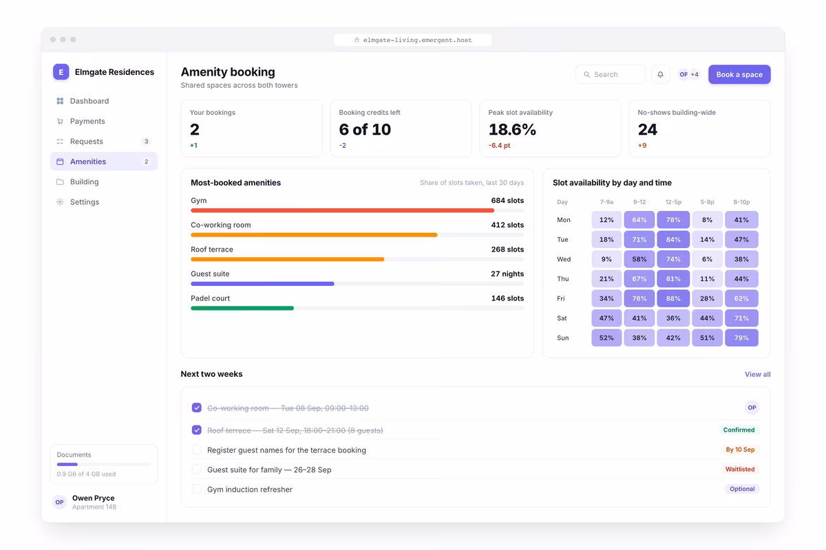 Amenity Booking