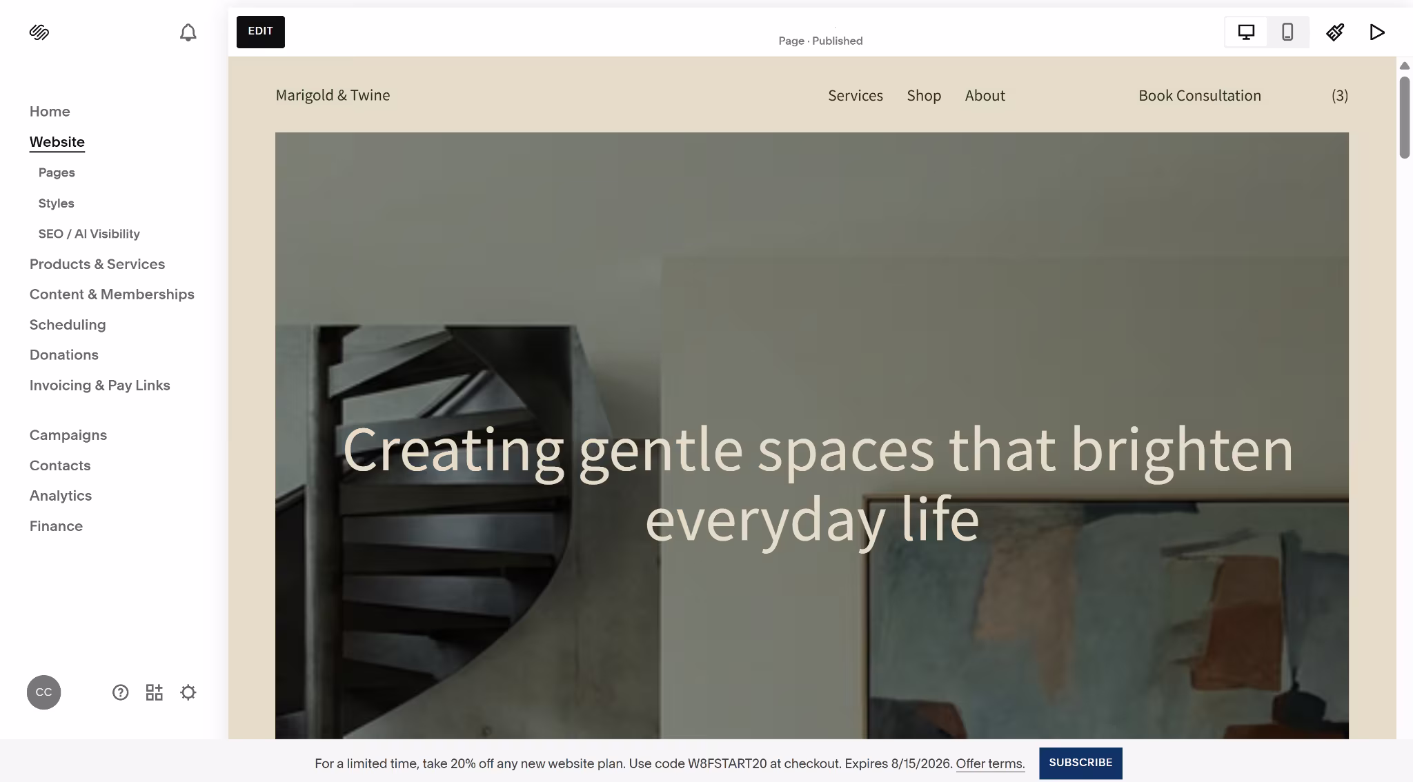 squarespace business website builder