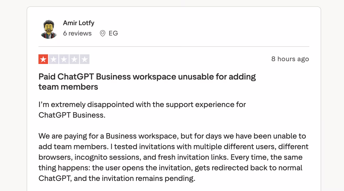 chatgpt trustpilot review