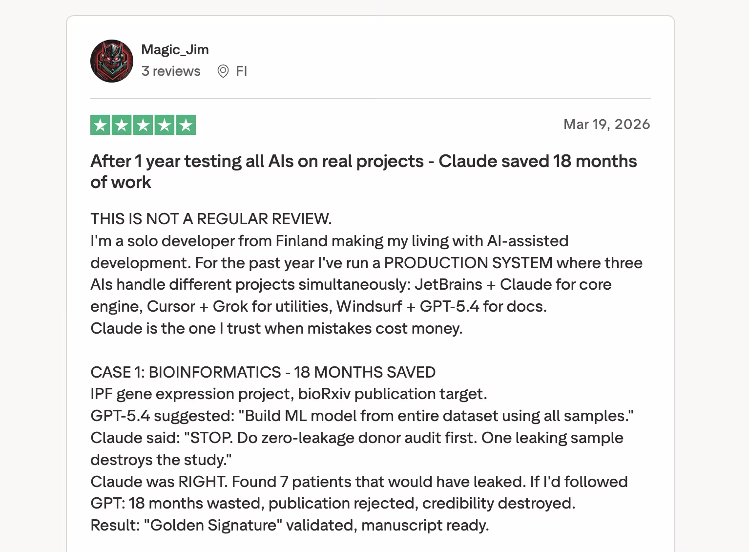 claude trustpilot review