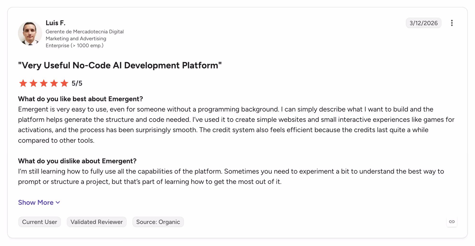 emergent review by luis