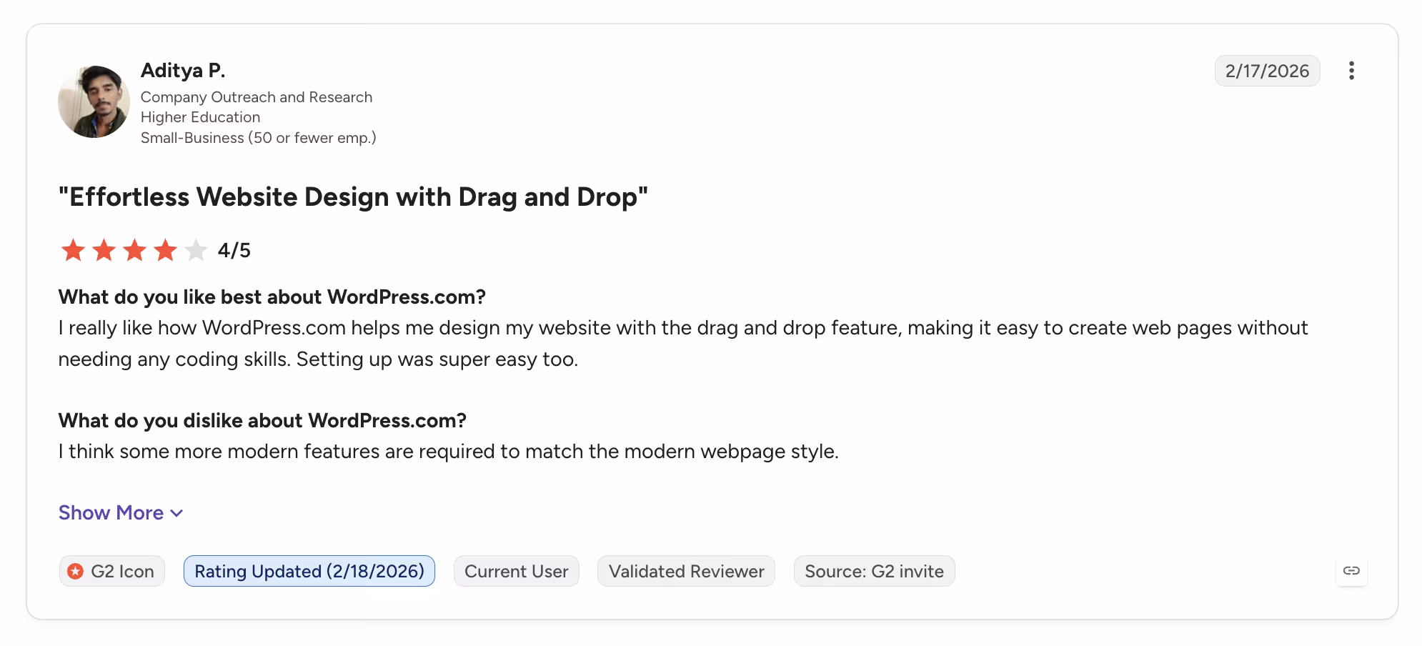 wordpresscom g2 review