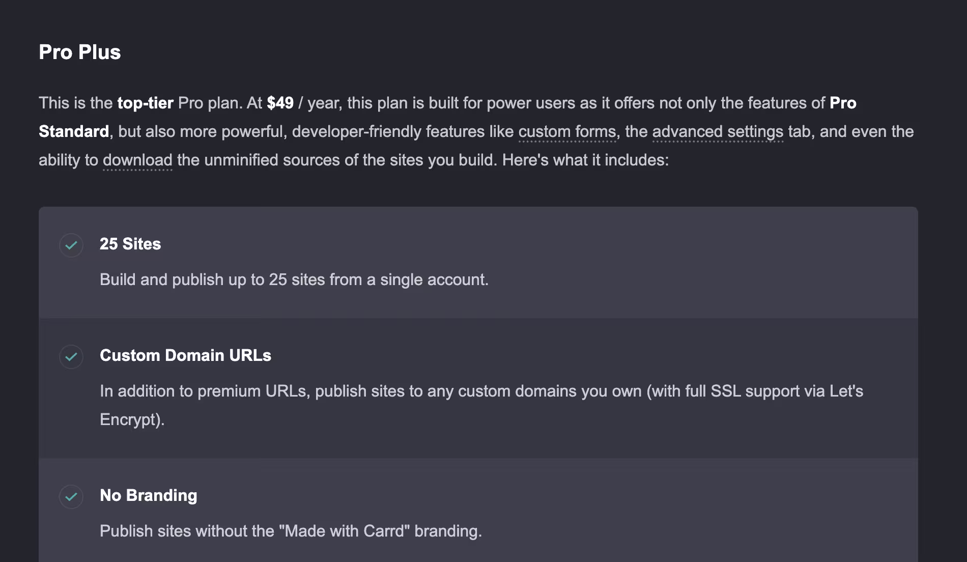 carrd pro plus pricing
