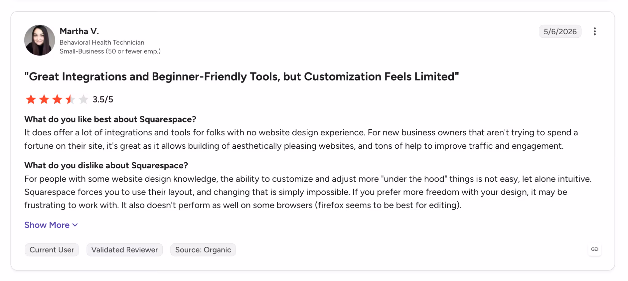 squarespace g2 review