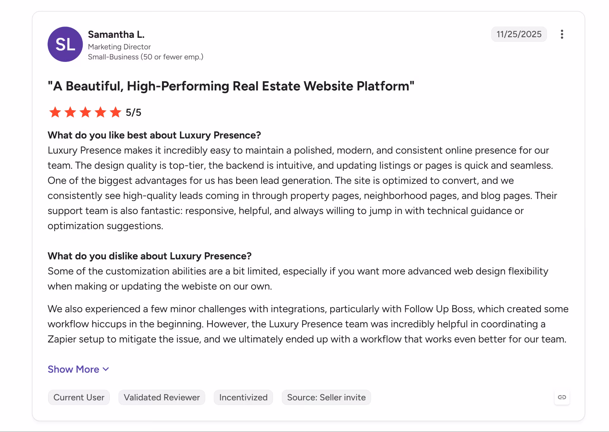 luxury presence g2 review