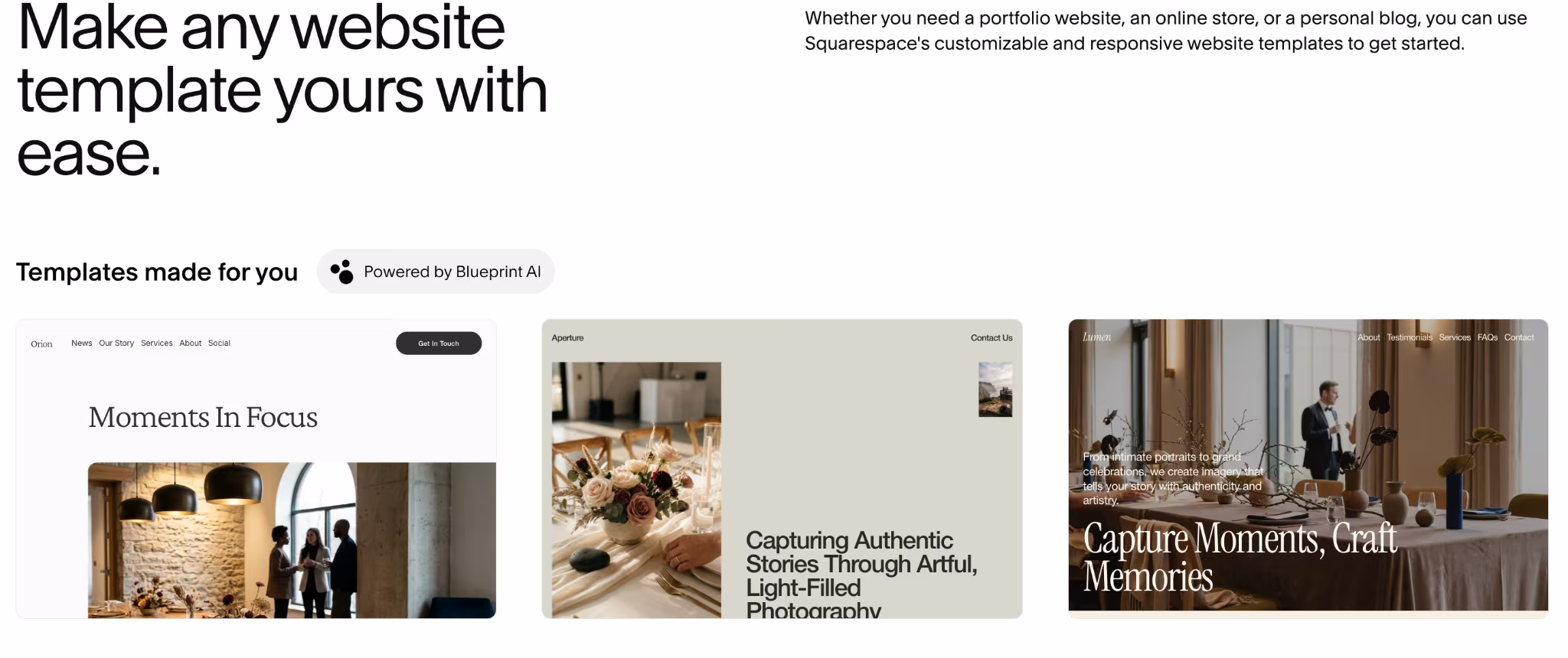 Squarespace Blueprint AI’s Suggestions