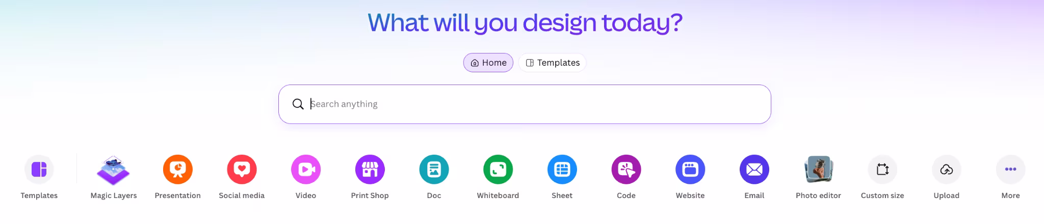 Canva Homepage