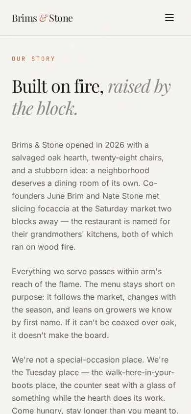 our story, brims and stones