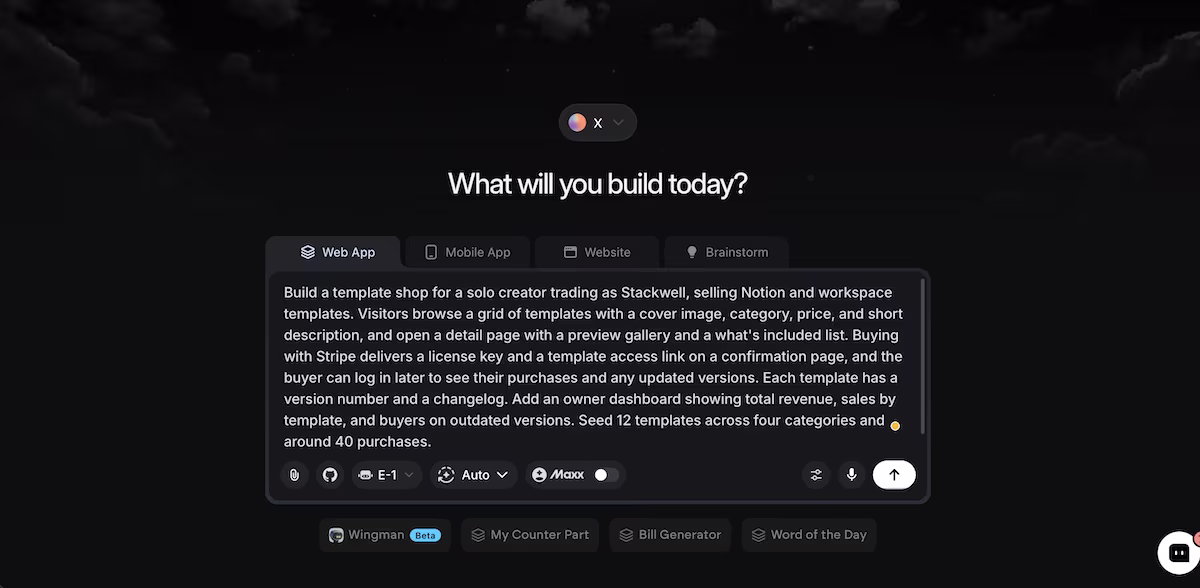 emergent app builder with prompt