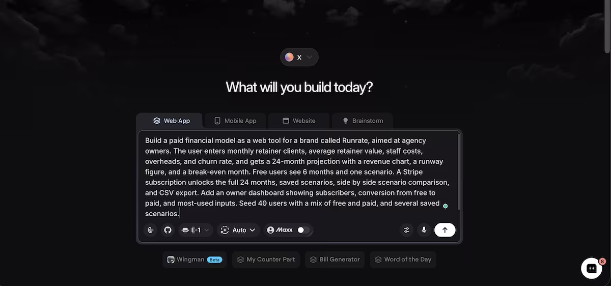 The Runrate prompt