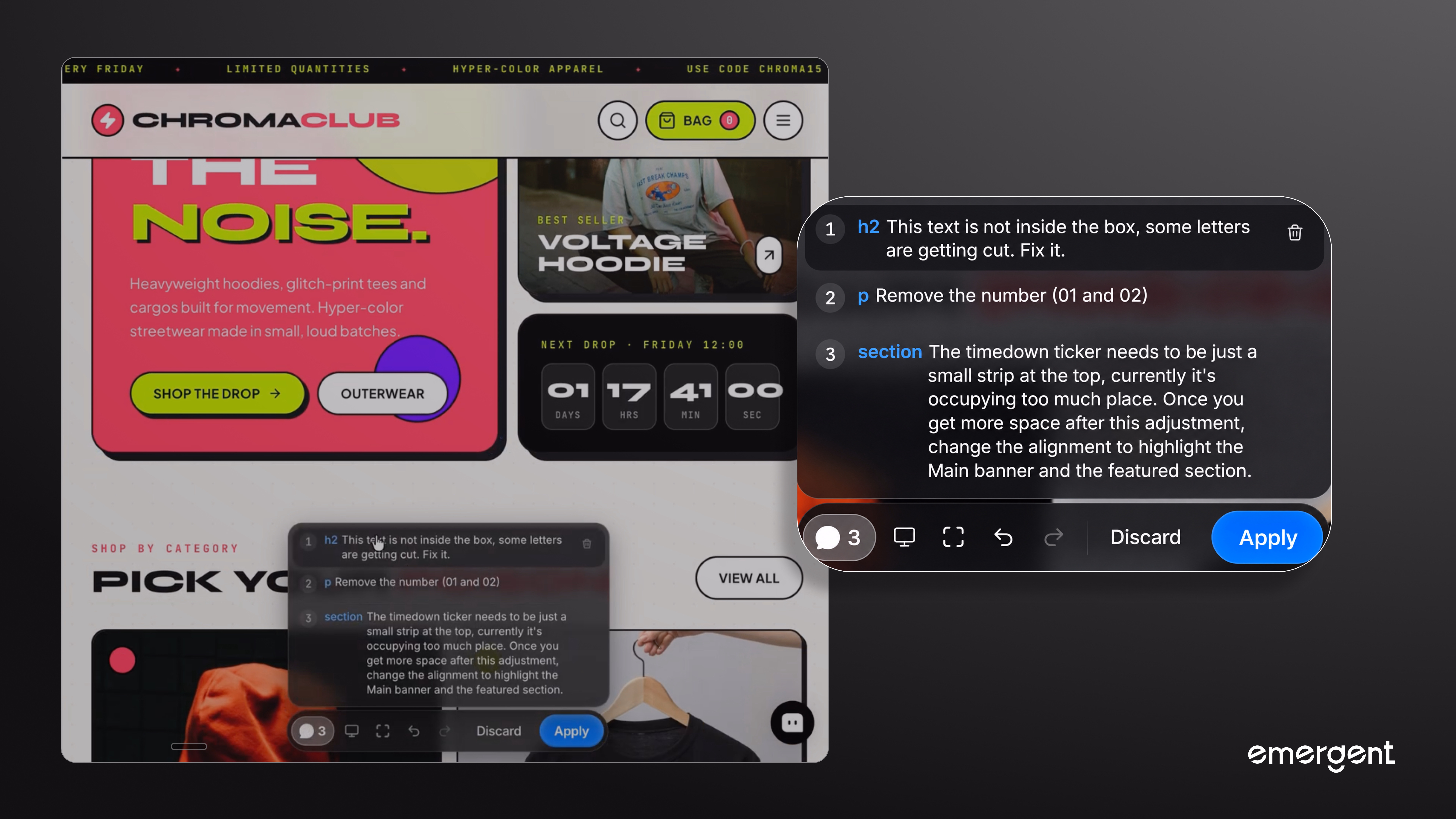 suggestions by visual edits feature