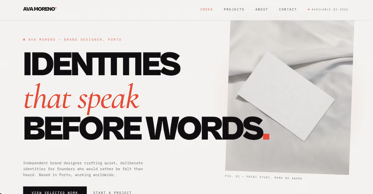 emergent portfolio homepage